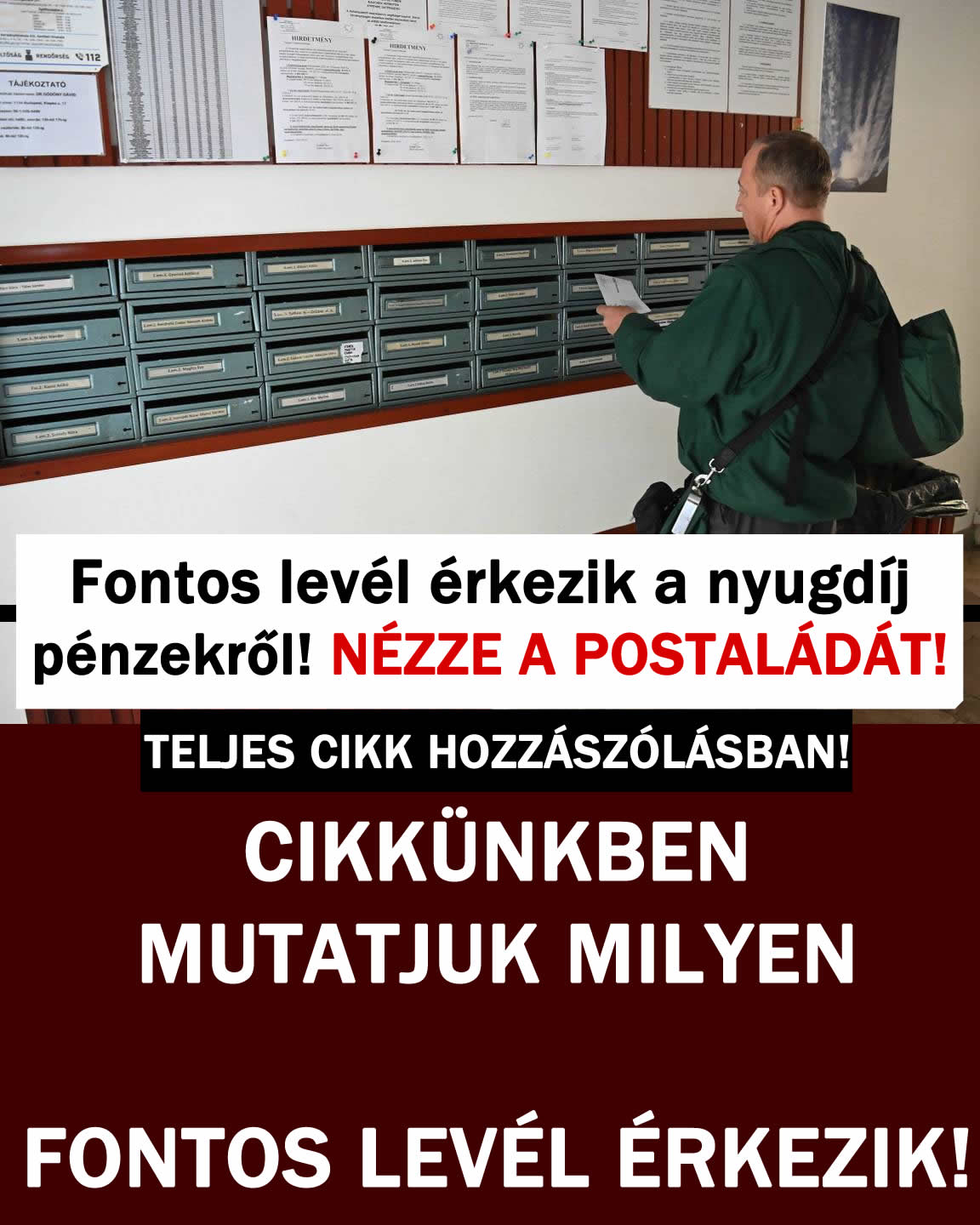 Fontos levél érkezik a nyugdíjpénzekről! NÉZZE A POSTALÁDÁT!