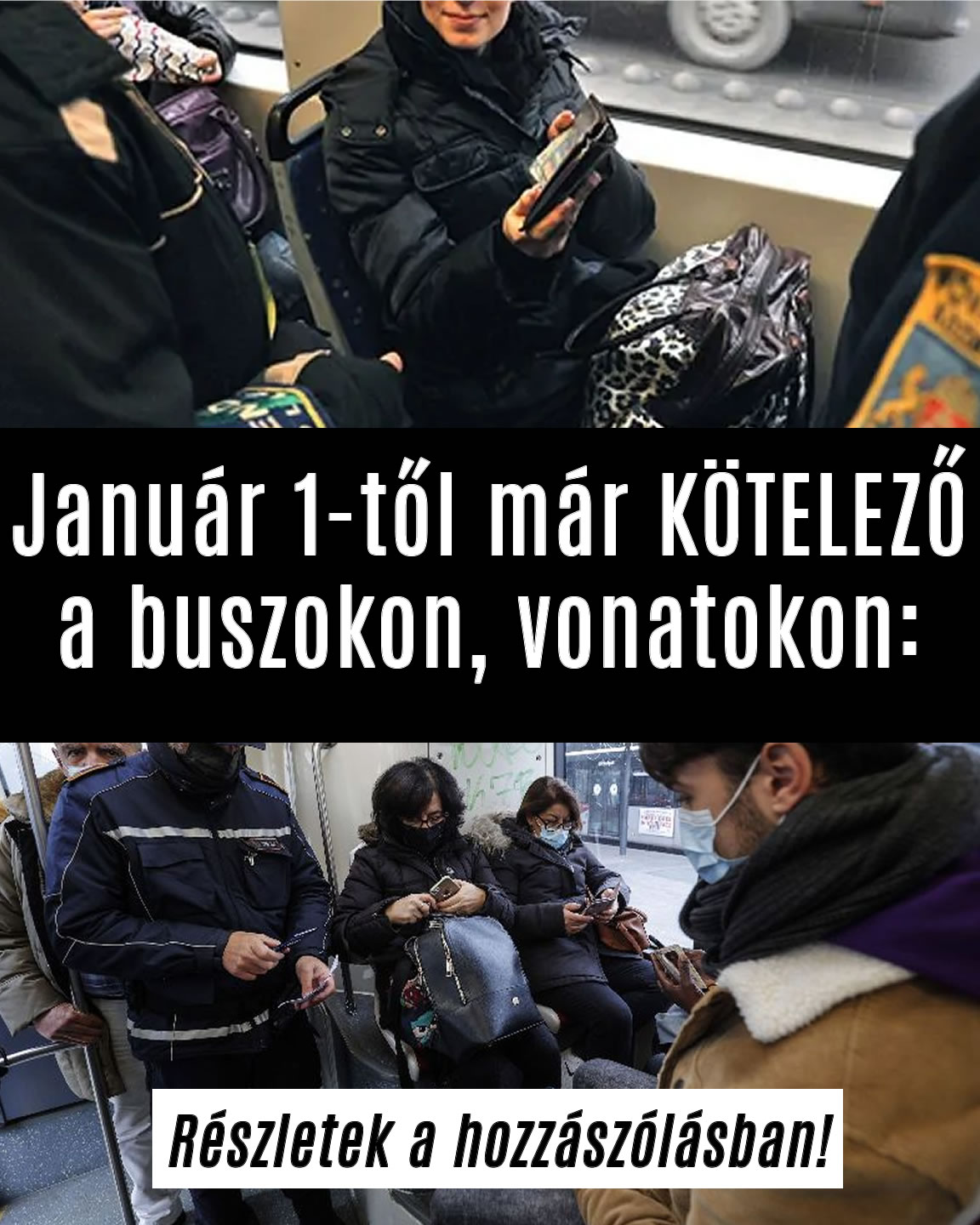 Január 1-től már KÖTELEZŐ a buszokon, vonatokon: