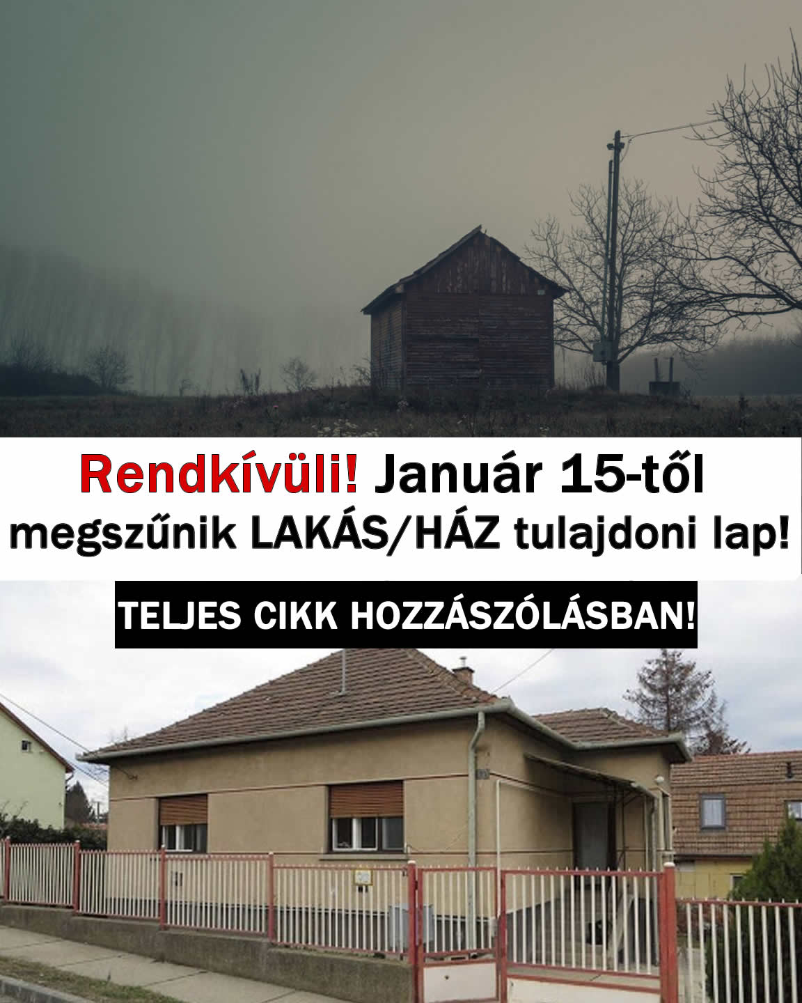 Rendkívüli! Január 15-től megszűnik LAKÁS tulajdoni lap!