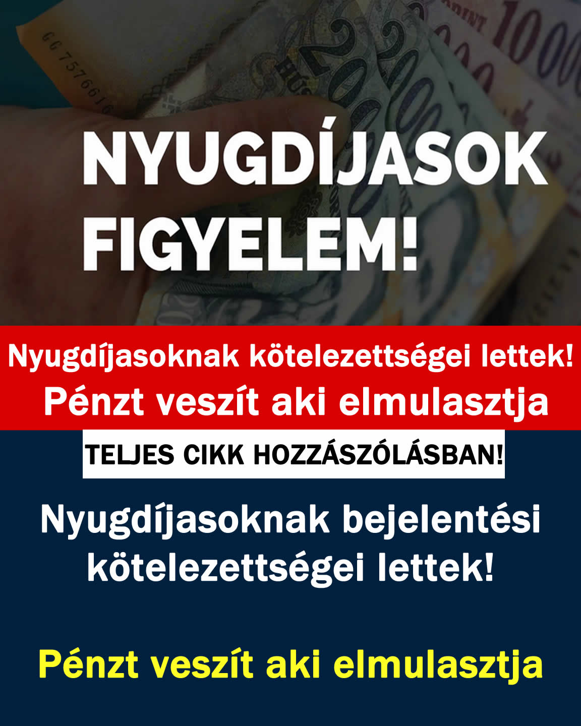 Nyugdíjasoknak bejelentési kötelezettségei lettek! Pénzt veszít aki