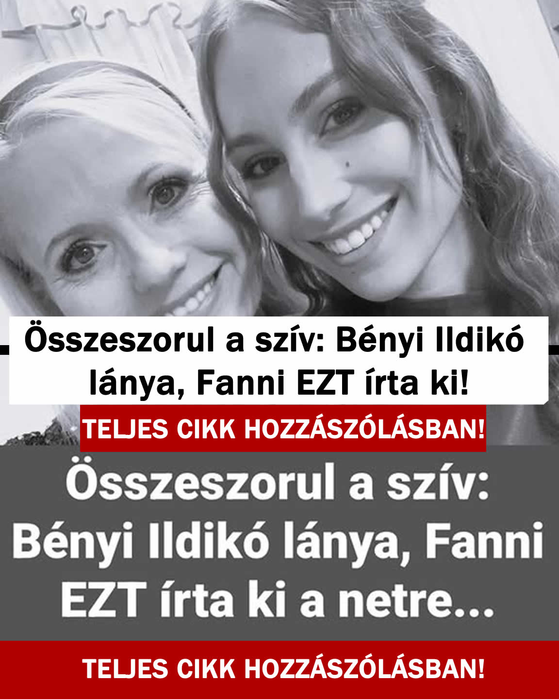 Összeszorul a szív: Bényi Ildikó lánya, Fanni EZT írta ki a NETRE!