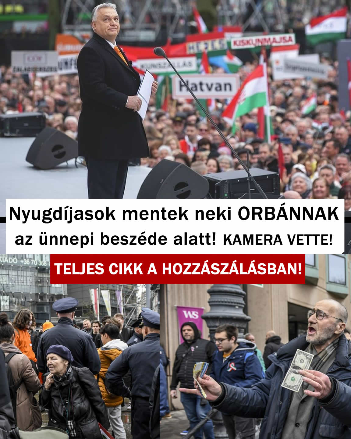 Nyugdíjasok mentek neki ORBÁNNAK ünnepi beszéde alatt!