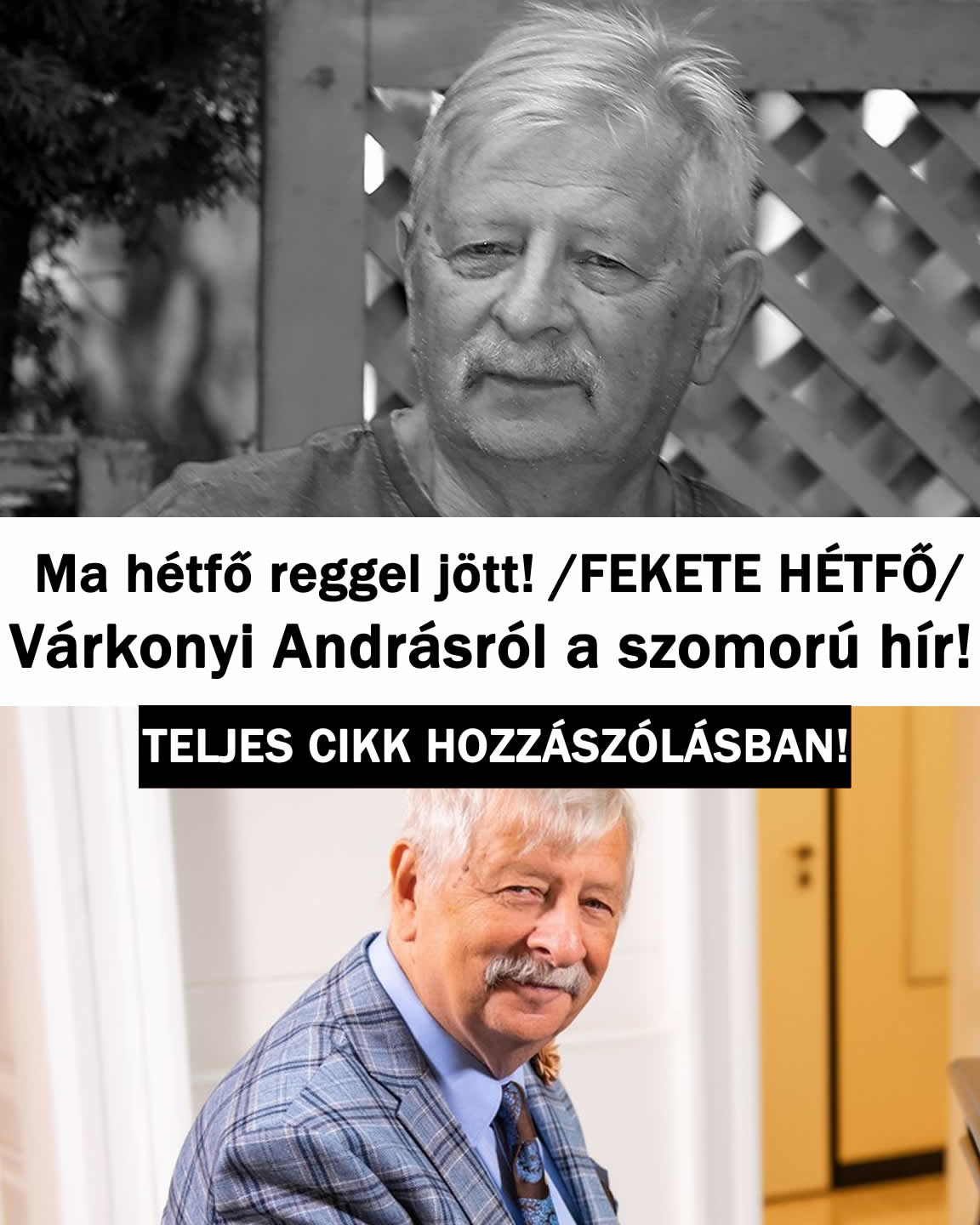 Ma hétfő reggel jött! Várkonyi Andrásról a szomorú hír!