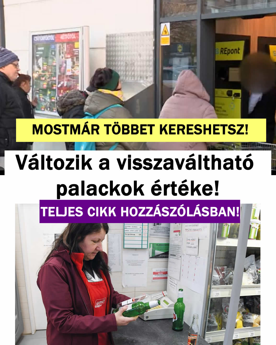 Változik a visszaváltható palackok értéke!