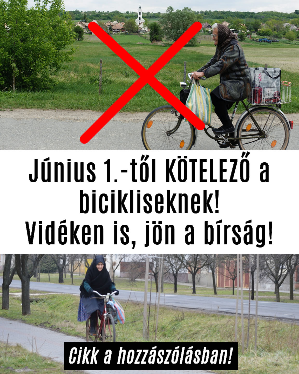 Június 1.-től KÖTELEZŐ a bicikliseknek!
