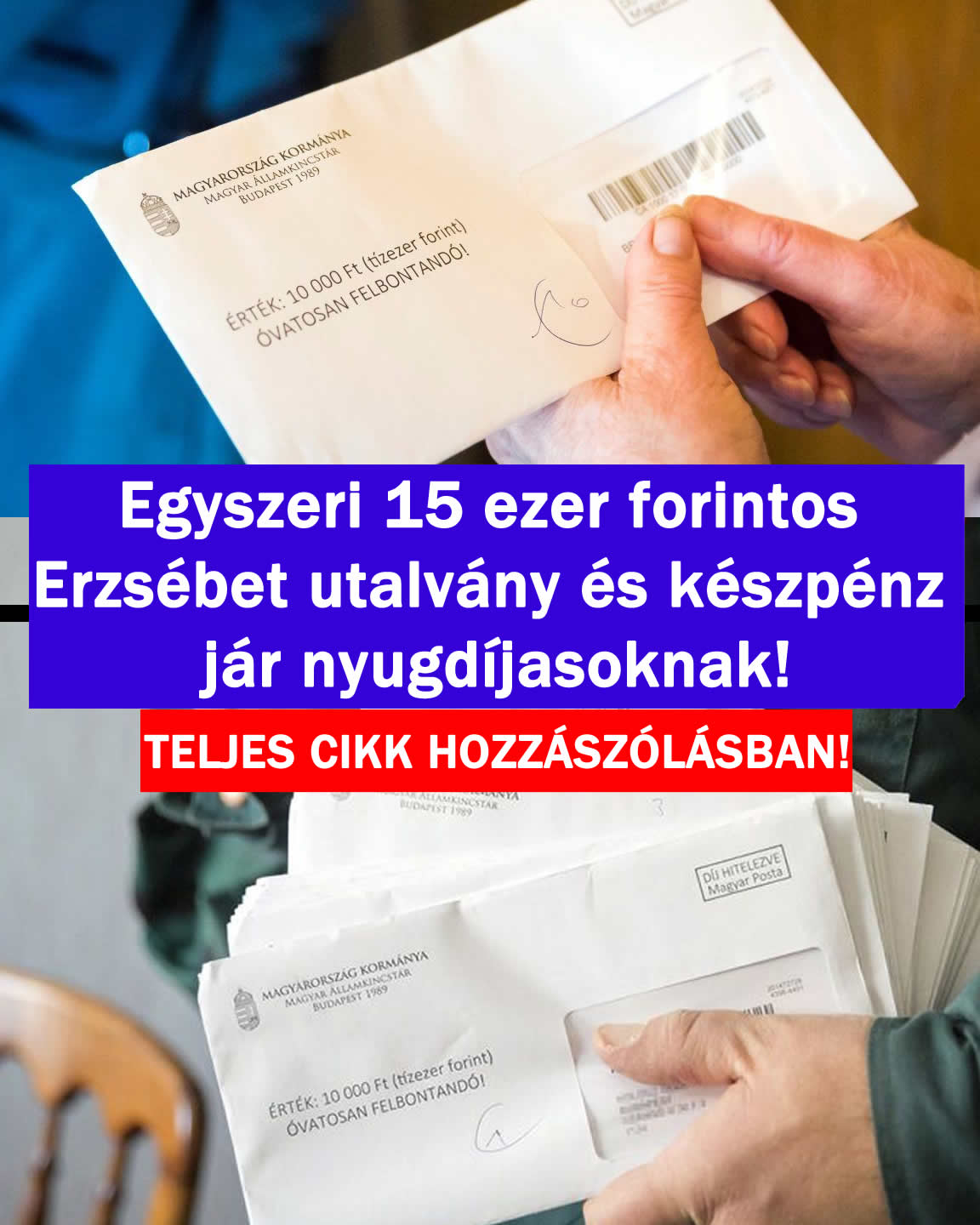 Hatalmas Egyszeri Erzsébet utalvány jár a nyugdíjasoknak!