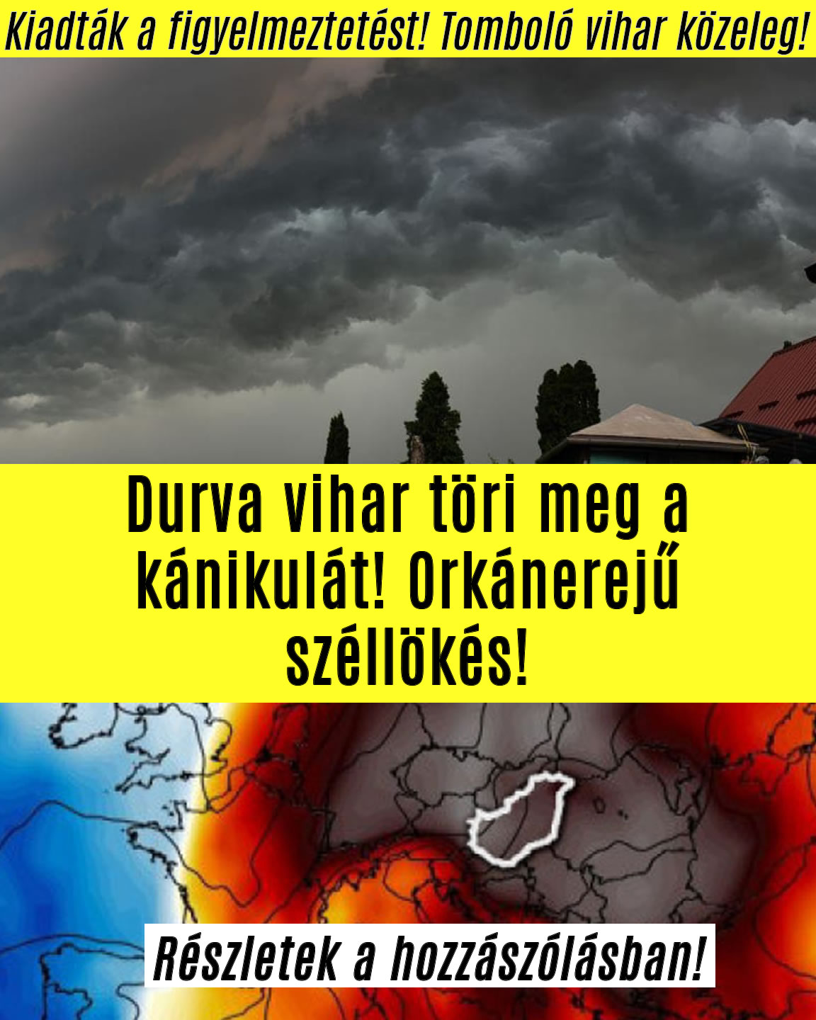 Durva vihar töri meg a kánikulát! Orkánerejű széllökés!