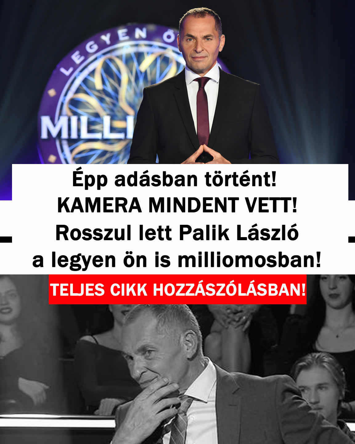 Rosszul lett Palik Laci a legyen ön is milliomosban!