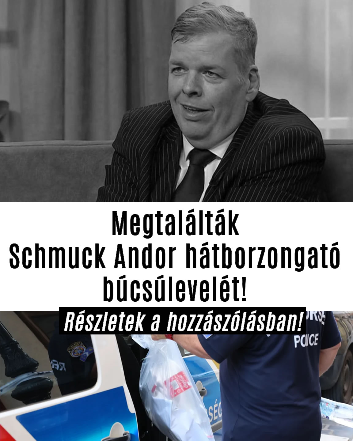 Megtalálták Schmuck Andor hátborzongató búcsúlevelét!
