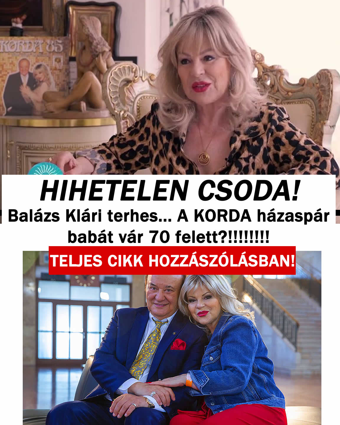 Hihetetlen csoda! Balázs Klári terhes… Babát vár 70 felett