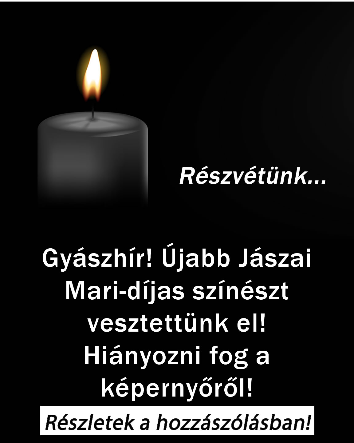 Gyászhír! Újabb Jászai Mari-díjas színészt vesztettünk el!