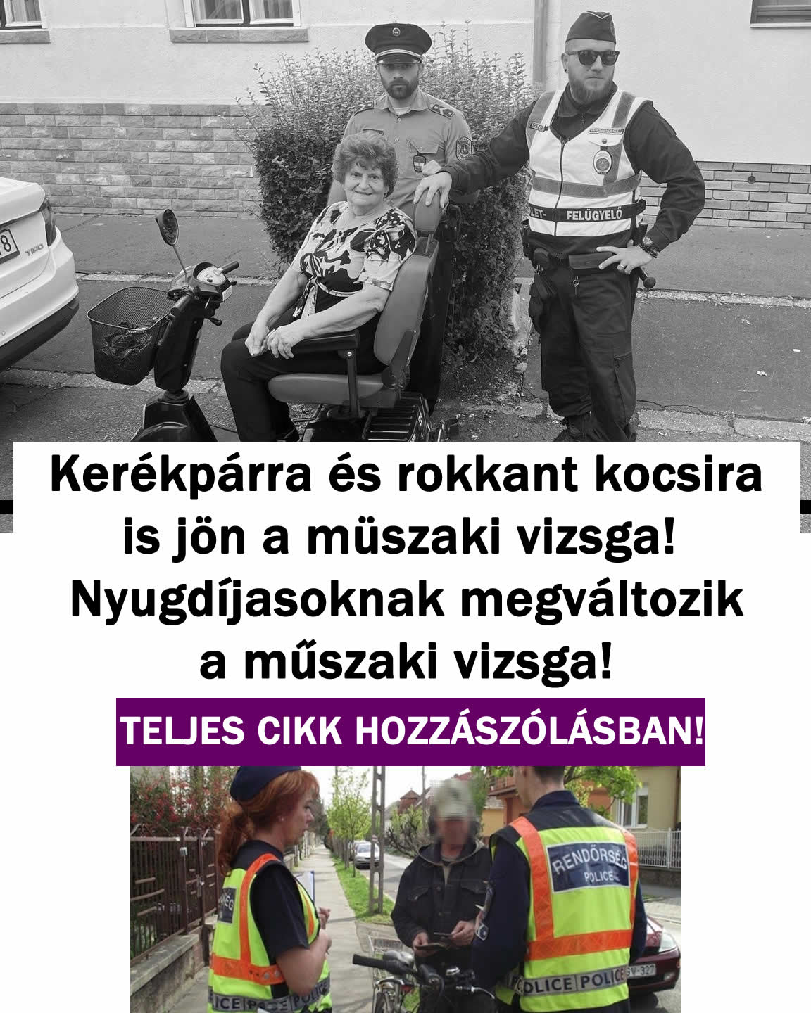 Kerékpárra és rokkant kocsira is jön a müszaki vizsga!