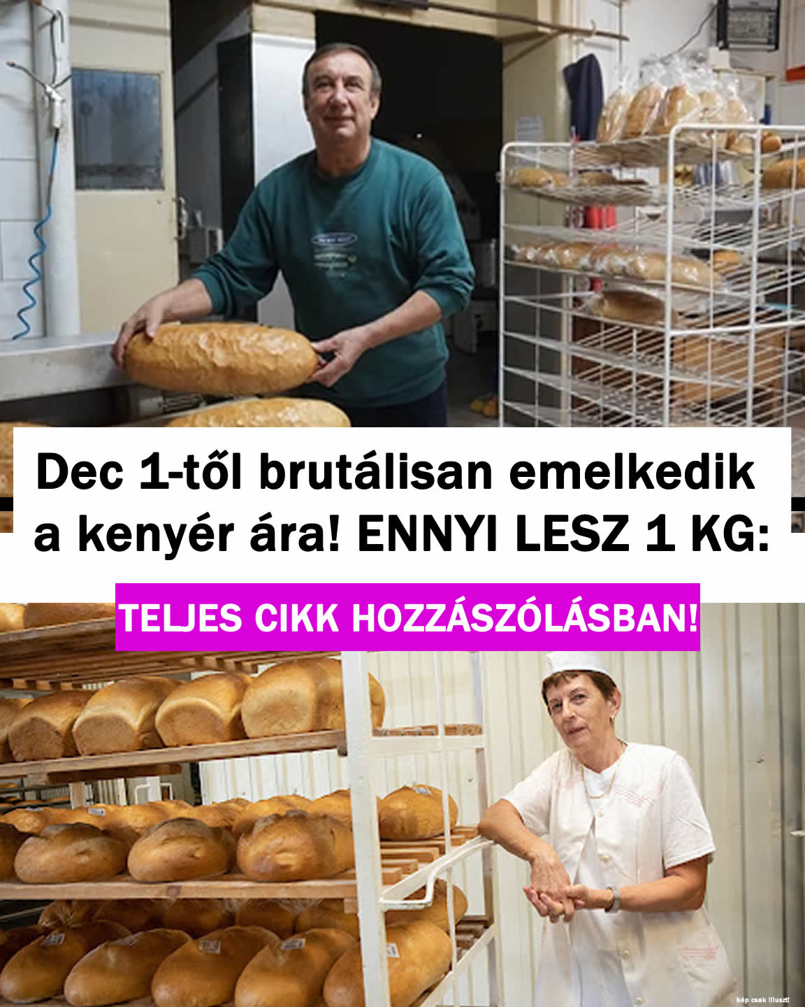 Dec1-től brutálisan emelkedik a kenyér ára!