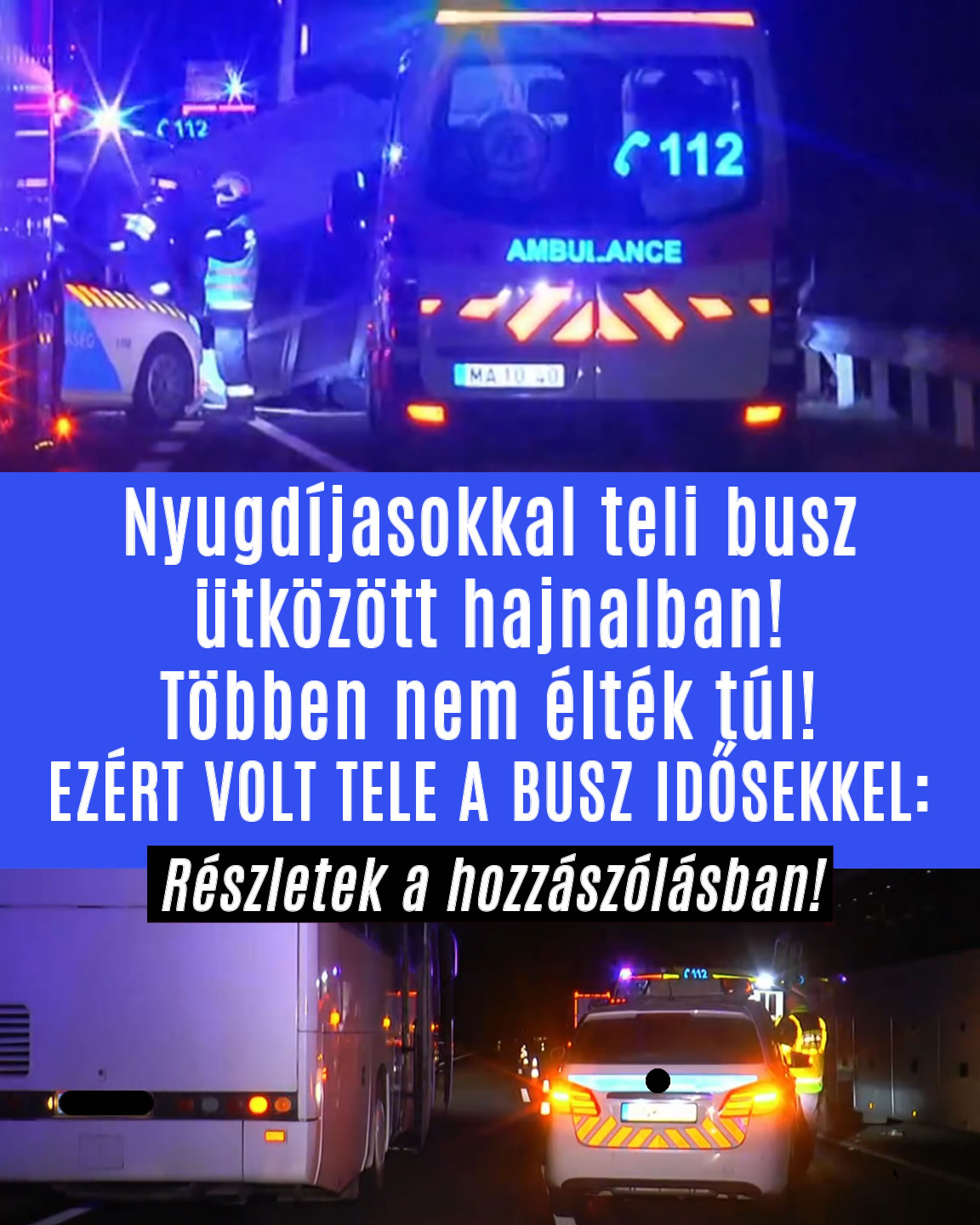 Nyugdíjasokkal teli busz ütközött frontálisan!