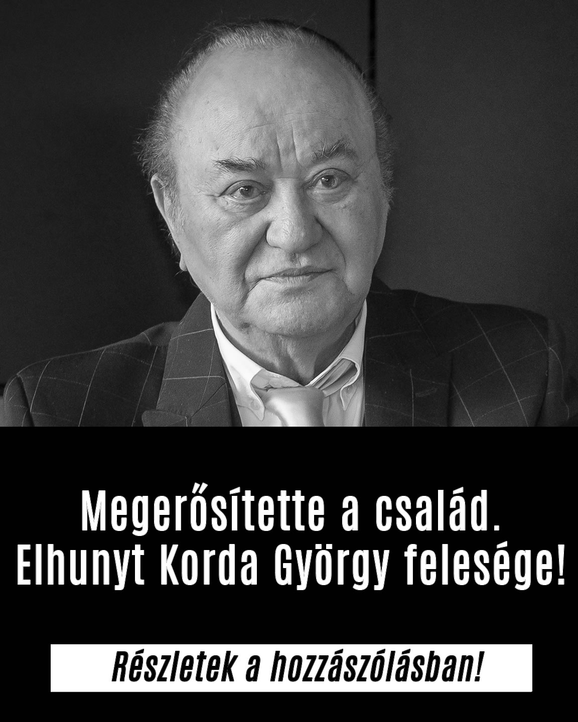 Gyász: Elhunyt Korda György felesége!