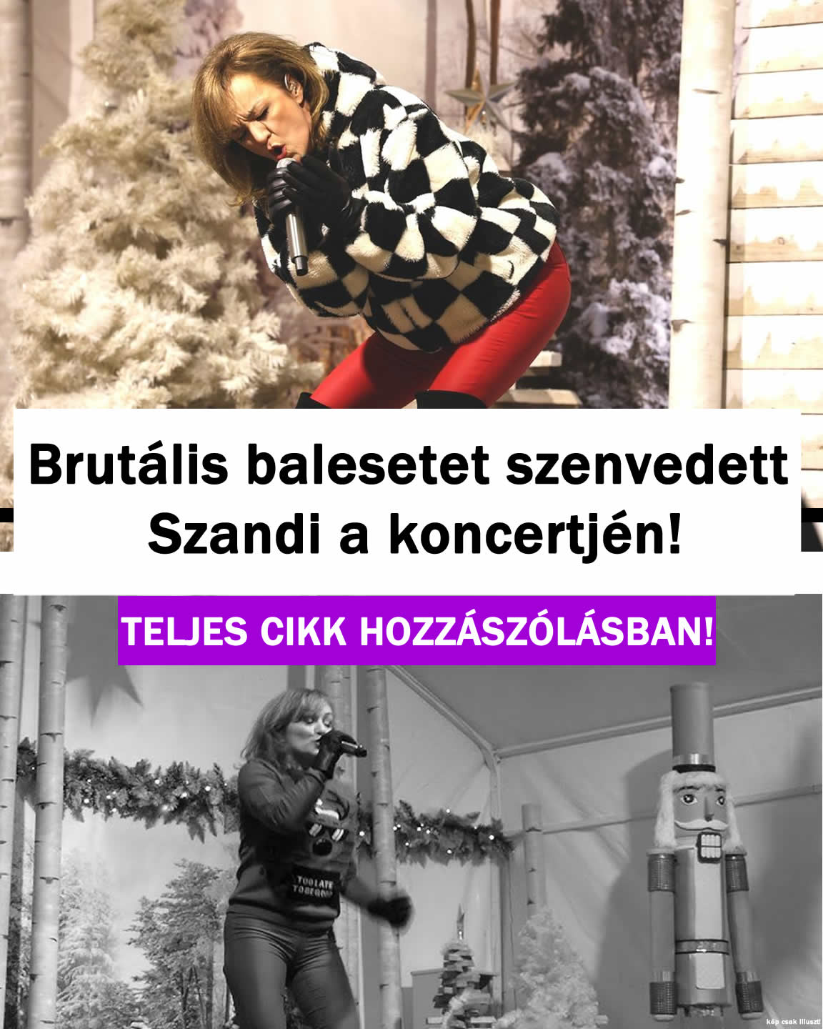 Brutális balesetet szenvedett Szandi a koncertjén!