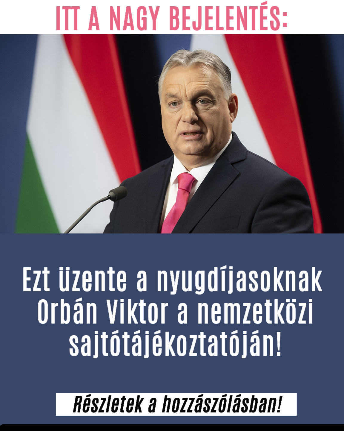 Ezt üzente a nyugdíjasoknak Orbán Viktor!