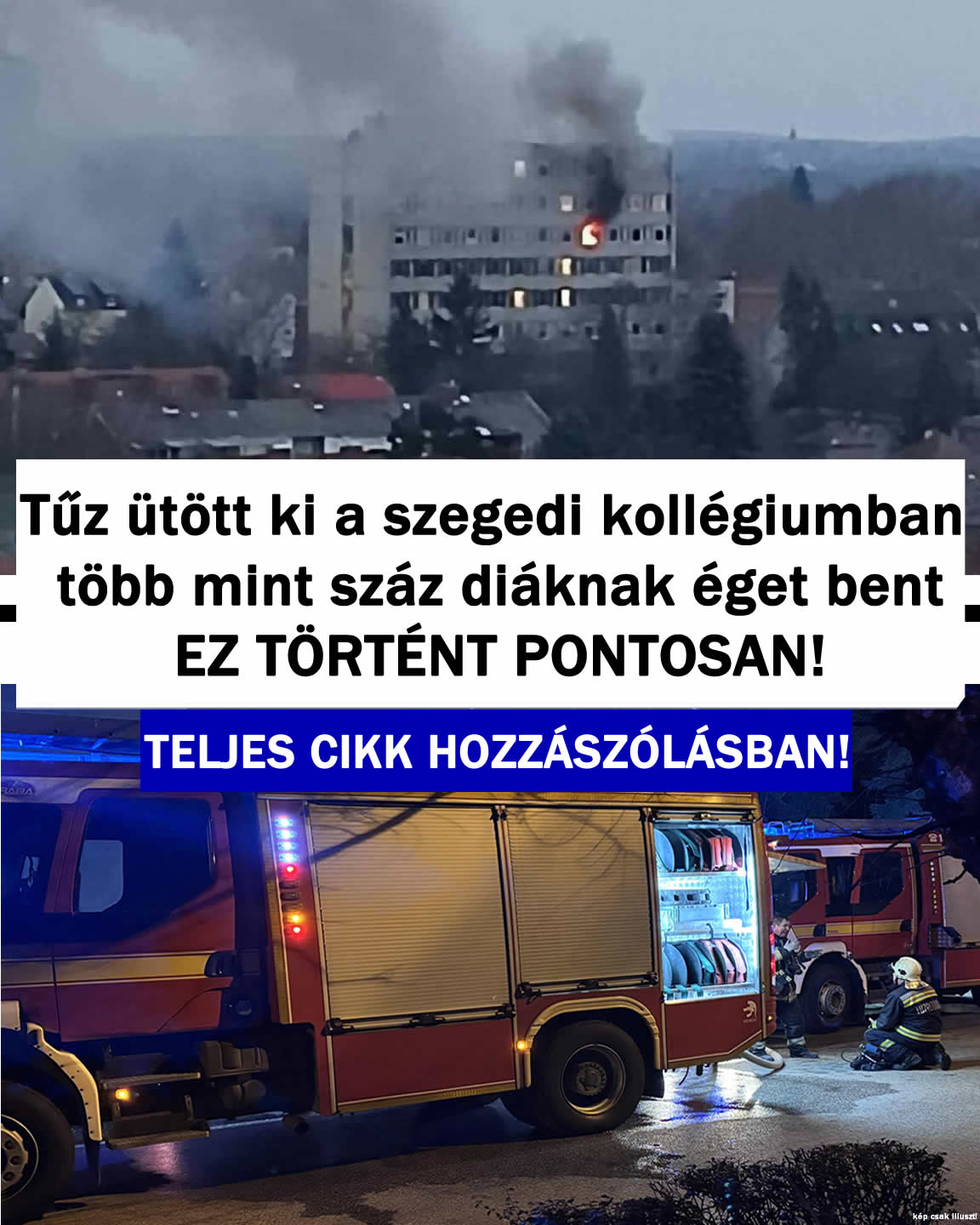 Tűz a szegedi kollégiumban több mint száz diák éget bent