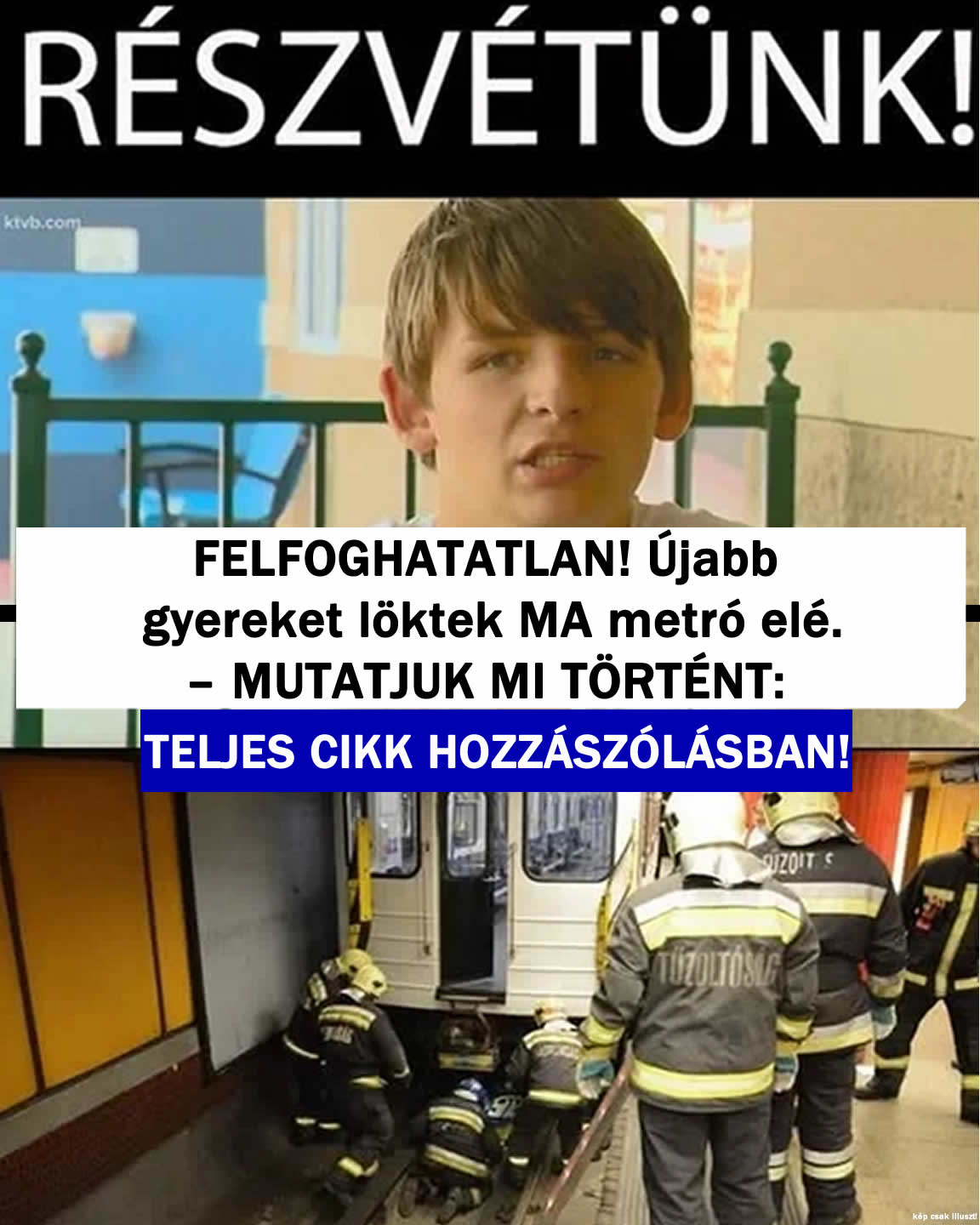 FELFOGHATATLAN! Újabb gyereket löktek MA metró elé. 🖤🕯