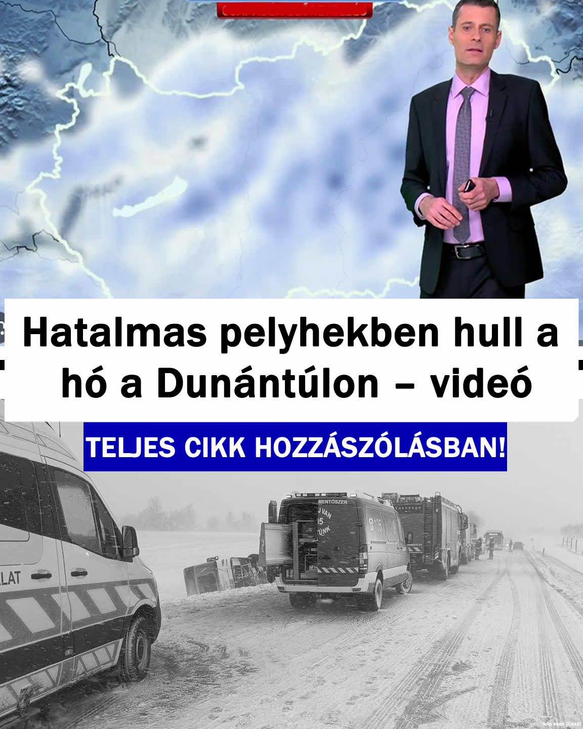 Hatalmas pelyhekben hull a hó a Dunántúlon – videó