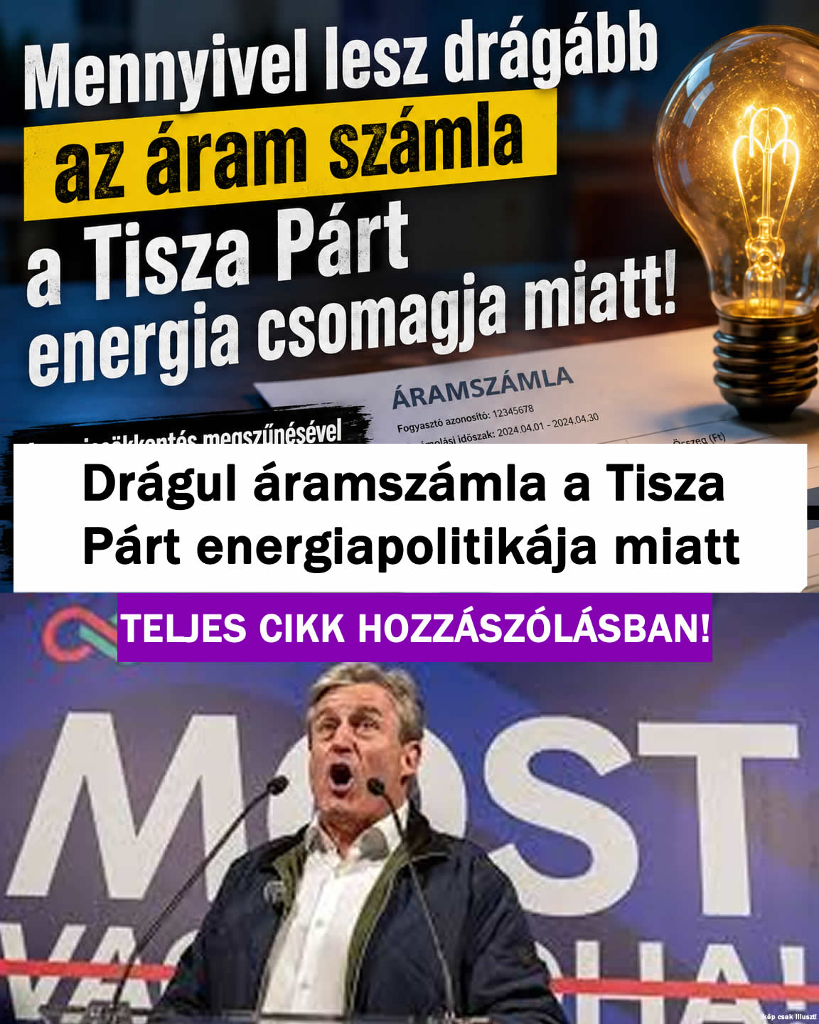 Drágul áramszámla a Tisza Párt energiapolitikája miatt