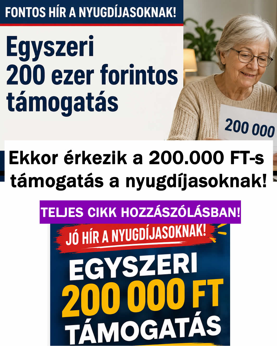 Ekkor érkezik a 200 ezer ft-s támogatás a nyugdíjasoknak!